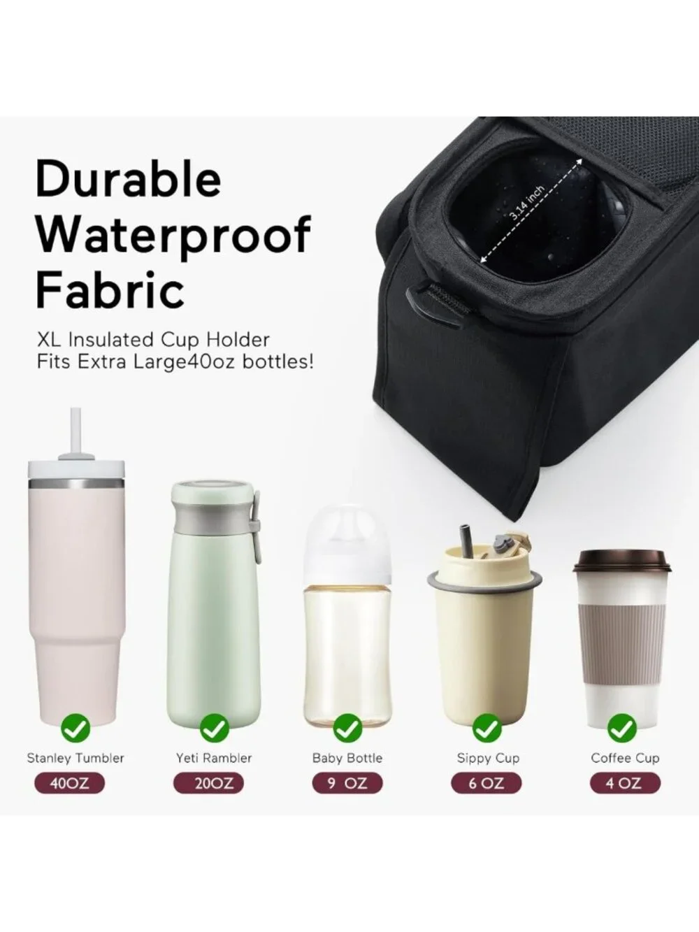 Universal Stroller Organizer with Insulated Cup Holder & Detachable Phone Bag